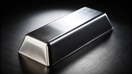 Luminous Silver Ingot: Close-up Photography, Precious Metal, Shiny Bar