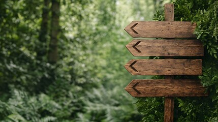 Weathered Wooden Signpost Guiding Through Lush Forest Trails