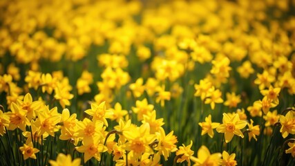 Fototapeta premium Vibrant Yellow Daffodils Blooming in a Sunny Meadow