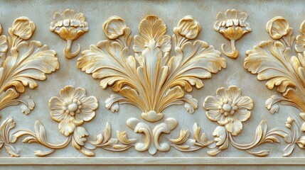 Golden and Blue Floral Botanical Wallpaper Background