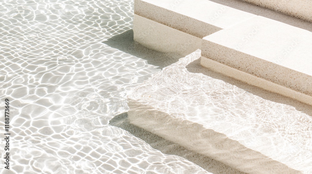 Wall mural Serene Pool Steps Abstract Water Texture Minimalist Light