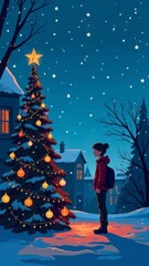 child on the christmas tree