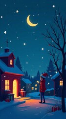 Obraz premium santa claus in the night