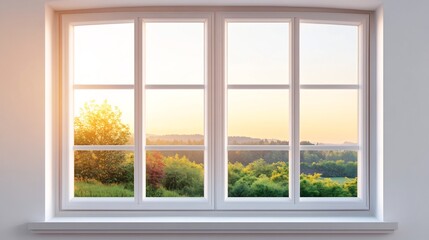Sparkling Clean Window with Vibrant Garden Landscape Beyond