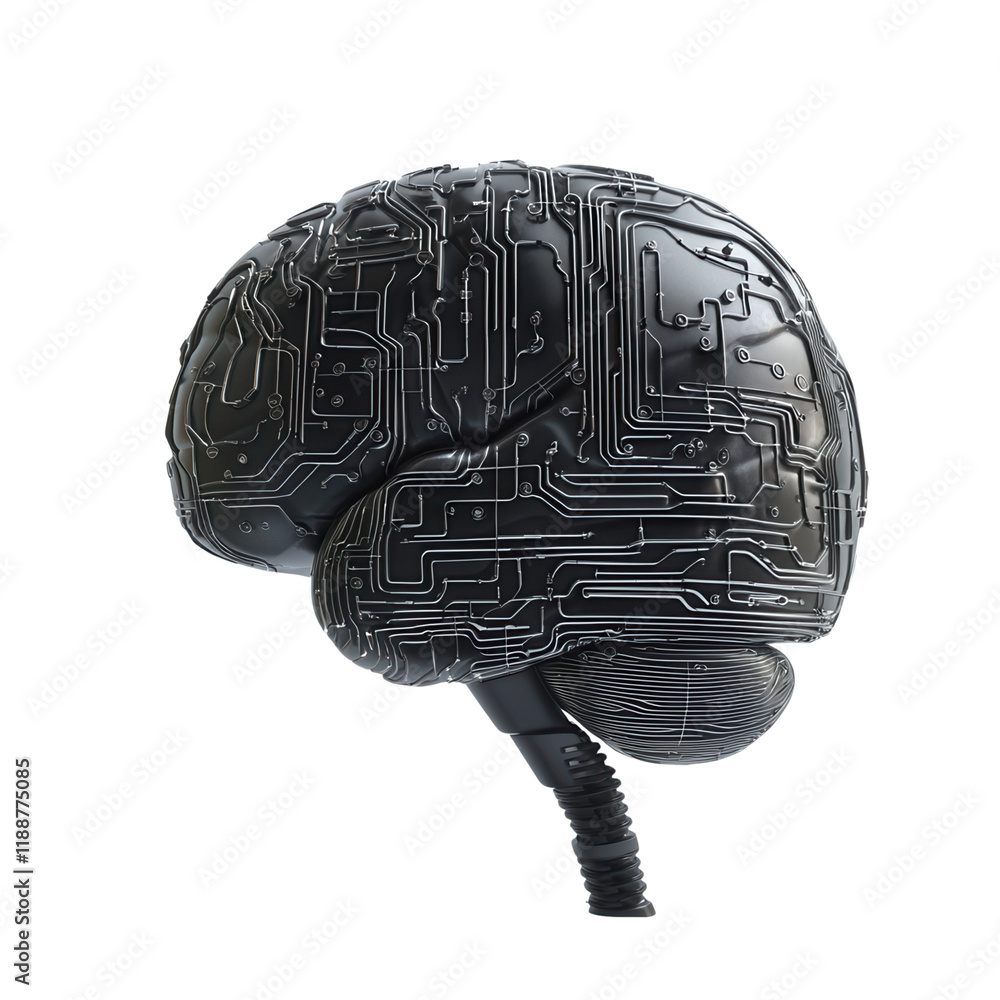 Aufkleber a futuristic brain design featuring intricate circuit patterns, symbolizing the fusion of technology