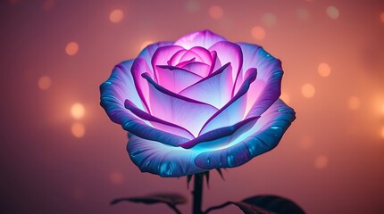 Obraz premium Glowing Rose with Illuminated Petals in Dark Background - Stunning Floral Art