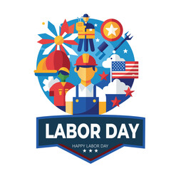 Obraz premium USA labor day Flat design background
