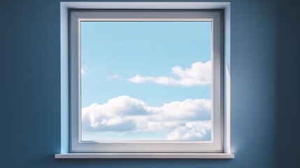 Crystal Clear Window with Picturesque Cloudy Sky View