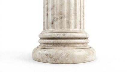 3D render of a marble pillar in muted beige, isolated on white background, front view, high-resolution,