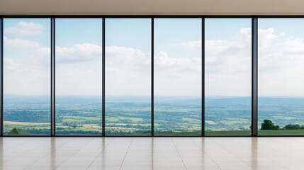Fototapeta premium Cleaning Glass Window with Picturesque Countryside View