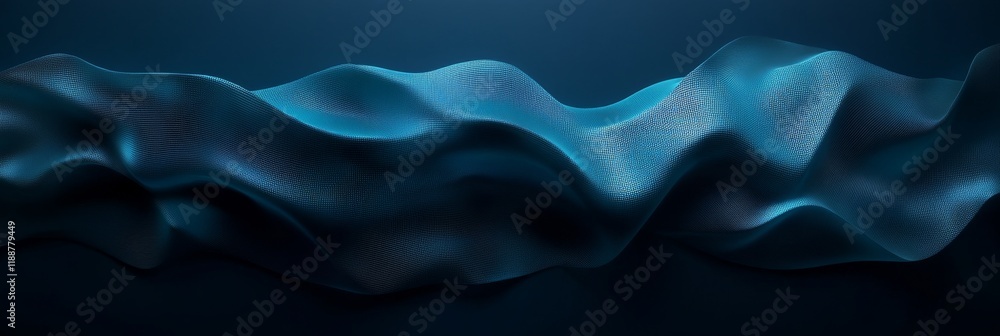 Poster abstract blue wave pattern on dark background with textured surface