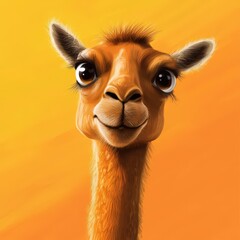 Charming giraffe portrait against a vibrant sunset backdrop