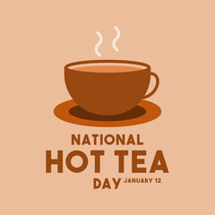National Hot Tea Day. January 12. A glass hot tea. Brown background.