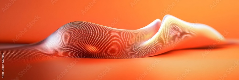 Poster abstract orange wave with vertical lines on smooth surface