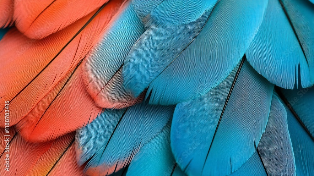 Poster macro photograph of colorful and intricate feather with copy space for imagery
