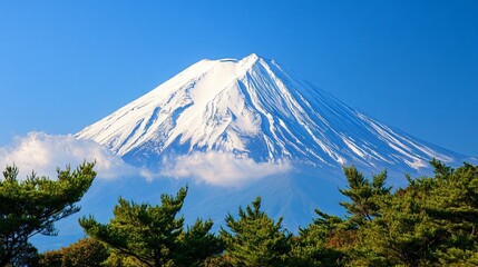 Majestic Mount Fuji Snow Capped Peak Landscape Photography