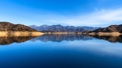 Tranquil Mountain Lake Reflecting Picturesque Alpine Landscape in Scenic Outdoor Environment