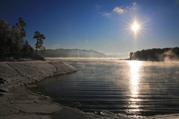 sunset over the river