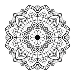 Simple and beautiful mandala coloring page vector illustration on white background