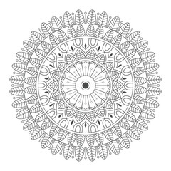 Simple and beautiful mandala coloring page vector illustration on white background