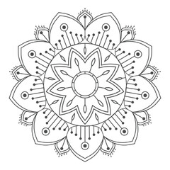 Simple and beautiful mandala coloring page vector illustration on white background