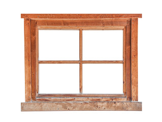 Wooden window isolated on white background