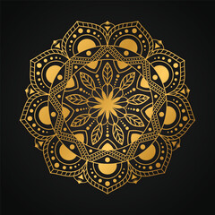 Simple and beautiful luxury mandala vector illustration on black background