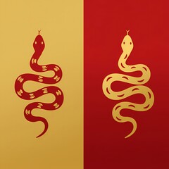 Happy chinese new year theme illustration year of the snake simple abstract icon logo design