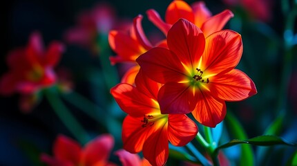 Fototapeta premium Close-Up of Vibrant gloing Flowers in Bloom with Soft Focus Background