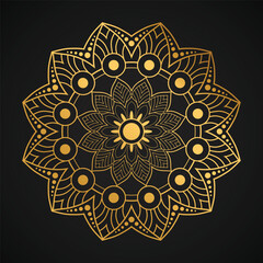Simple and beautiful luxury mandala vector illustration on black background