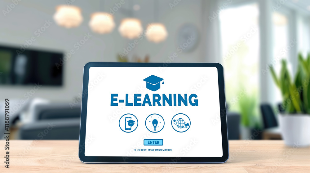 Poster e-learning website with brisk sofware for student to study online on the internet network