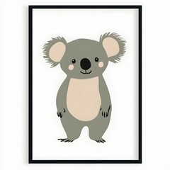 Cute Koala Minimalist Poster for Children s Room with Soft Color Palette