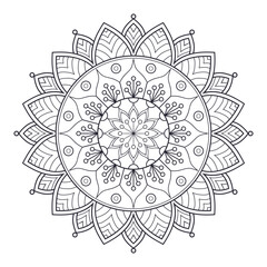 Simple and beautiful mandala coloring page vector illustration on white background