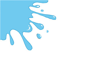 water drops. Water splash. Blue Water fluid splash flow with bubbles and drops isolated on white background. Melted pure water cool ice drink for food beverages packaging design. Vector illustration.