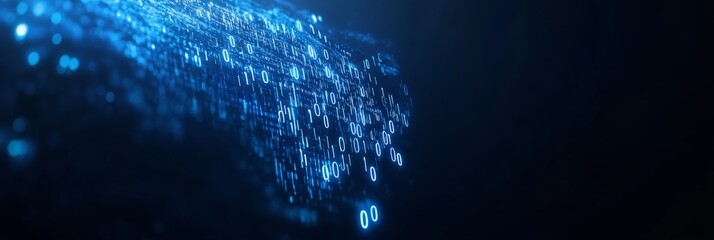 Abstract digital data stream in blue light texture