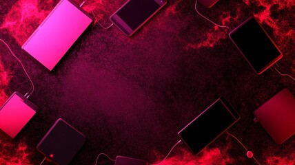 A Digital collage of various electronic devices on vibrant background