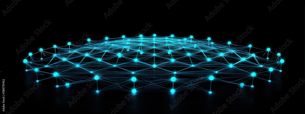 Poster a symbolic glowing network icon representing global connectivity.