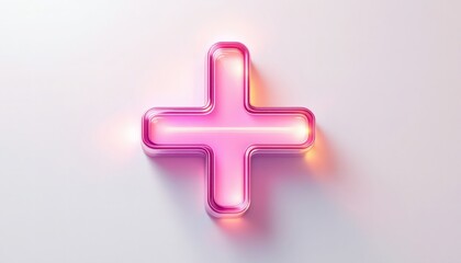 Obraz premium Glowing Pink Plus Sign: A Modern, Minimalist 3D Render