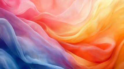 Fototapeta premium Vibrant and Dynamic Abstract Painting of Colorful Flowing Fabric Evoking Movement and Elegance