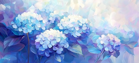 Fototapeta premium Delightful depiction of hydrangeas in an impressionistic approach.