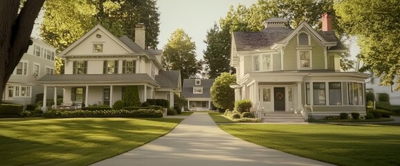 Beautifully edited scenes of U.S. homes under sunshine.