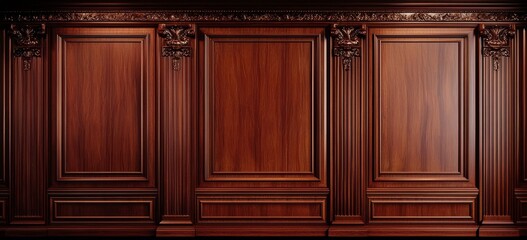 Fototapeta premium Classic premium luxury wood paneling wall and floor design. 