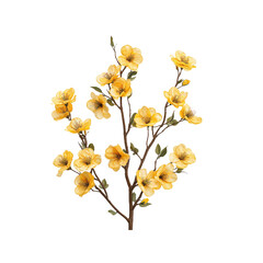 Obraz premium Elegant Yellow Flower Branch, Spring Blossom, Artificial Floral Arrangement