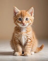 Adorable Ginger Tabby Kitten with Playful Expression. generated  by ai. 