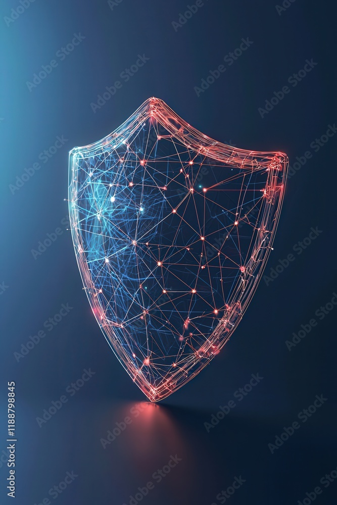 Poster a symbolic glowing shield representing data security in call centers.