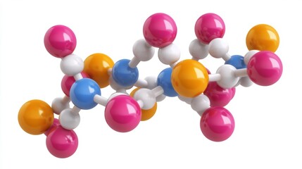 Obraz premium Vibrant 3D Molecular Model of a Peptide Complex with Detailed Atoms and Bonds