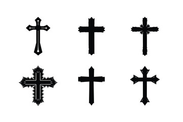 set of crosses silhouette art