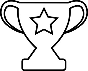 Black trophy cup icon . Trophy with a star on top isolated on transparent background. winning award and prize, trophy reward, victory depicting an award, victory cup achievement, winner medal