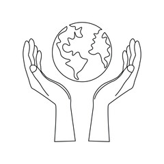 Earth globe continuous single line art drawing of concept doodle style outline vector icon