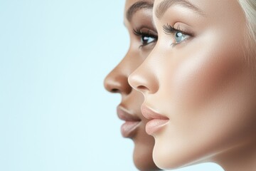 Diverse beauty standards concept. Diverse beauty showcased in profile, highlighting different skin tones